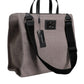Grey Alpaca Wool Logo Plaque Tote Shoulder Bag