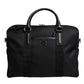 Black Leather Document Briefcase Top Handle Bag