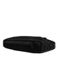 Black Leather Document Briefcase Top Handle Bag