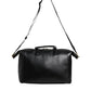 Black Calfskin Leather Hand Shoulder Duffle Bag