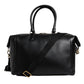 Black Calfskin Leather Hand Shoulder Duffle Bag