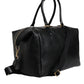 Black Calfskin Leather Hand Shoulder Duffle Bag