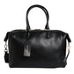 Black Calfskin Leather Hand Shoulder Duffle Bag