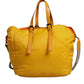 Yellow Orange Nylon Logo Plaque Hand Shoulder Duffle Bag