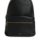 Black DG Leather Logo Print Travel Back Pack Bag