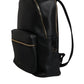 Black DG Leather Logo Print Travel Back Pack Bag