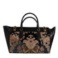 Black Floral Jacquard Handbag Shoulder Tote Bag