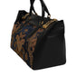 Black Floral Jacquard Handbag Shoulder Tote Bag