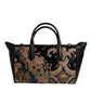 Black Floral Jacquard Handbag Shoulder Tote Bag