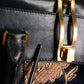 Black Floral Jacquard Handbag Shoulder Tote Bag