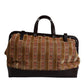 Beige Maroon Velvet Leather Jacquard Travel Handbag Bag