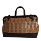 Beige Maroon Velvet Leather Jacquard Travel Handbag Bag