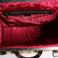 Beige Maroon Velvet Leather Jacquard Travel Handbag Bag