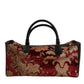 Multicolor Leather Brocade Velvet Travel Duffle Tote Bag