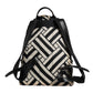 Black White Nylon Leather Travel Back Pack Bag