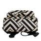 Black White Nylon Leather Travel Back Pack Bag