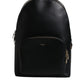 Black DG Leather Logo Print Travel Back Pack Bag