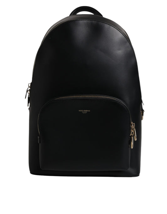 Black DG Leather Logo Print Travel Back Pack Bag