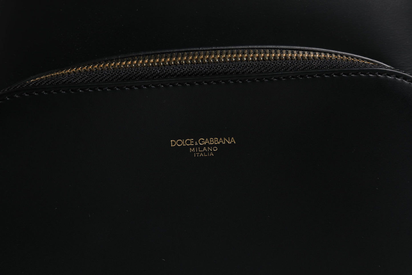 Black DG Leather Logo Print Travel Back Pack Bag