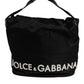 Black Nylon White Iconic Logo Shoulder Bucket Bag