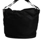 Black Nylon White Iconic Logo Shoulder Bucket Bag