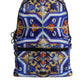 Multicolor Majolica Print Nylon Travel Backpack Bag