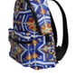 Multicolor Majolica Print Nylon Travel Backpack Bag