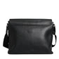 Black Logo Plaque Leather Messenger Shoulder Strap Bag