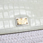 White Rafia Leather Top Handle Crossbody Bag