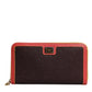 Brown Textured Leather Zip Around Continental Wallet