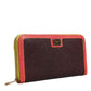 Brown Textured Leather Zip Around Continental Wallet