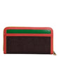 Brown Textured Leather Zip Around Continental Wallet