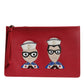 Red #DGFamily Embellished Leather Clutch Bag