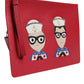 Red #DGFamily Embellished Leather Clutch Bag