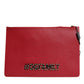 Red #DGFamily Embellished Leather Clutch Bag