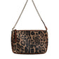 Brown Leopard Leather Shoulder Chain Strap Bag