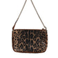 Brown Leopard Leather Shoulder Chain Strap Bag