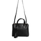 Black Calf Leather Logo Plaque Shoulder Handbag Bag