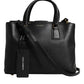 Black Calf Leather Logo Plaque Shoulder Handbag Bag