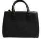 Black Calf Leather Logo Plaque Shoulder Handbag Bag