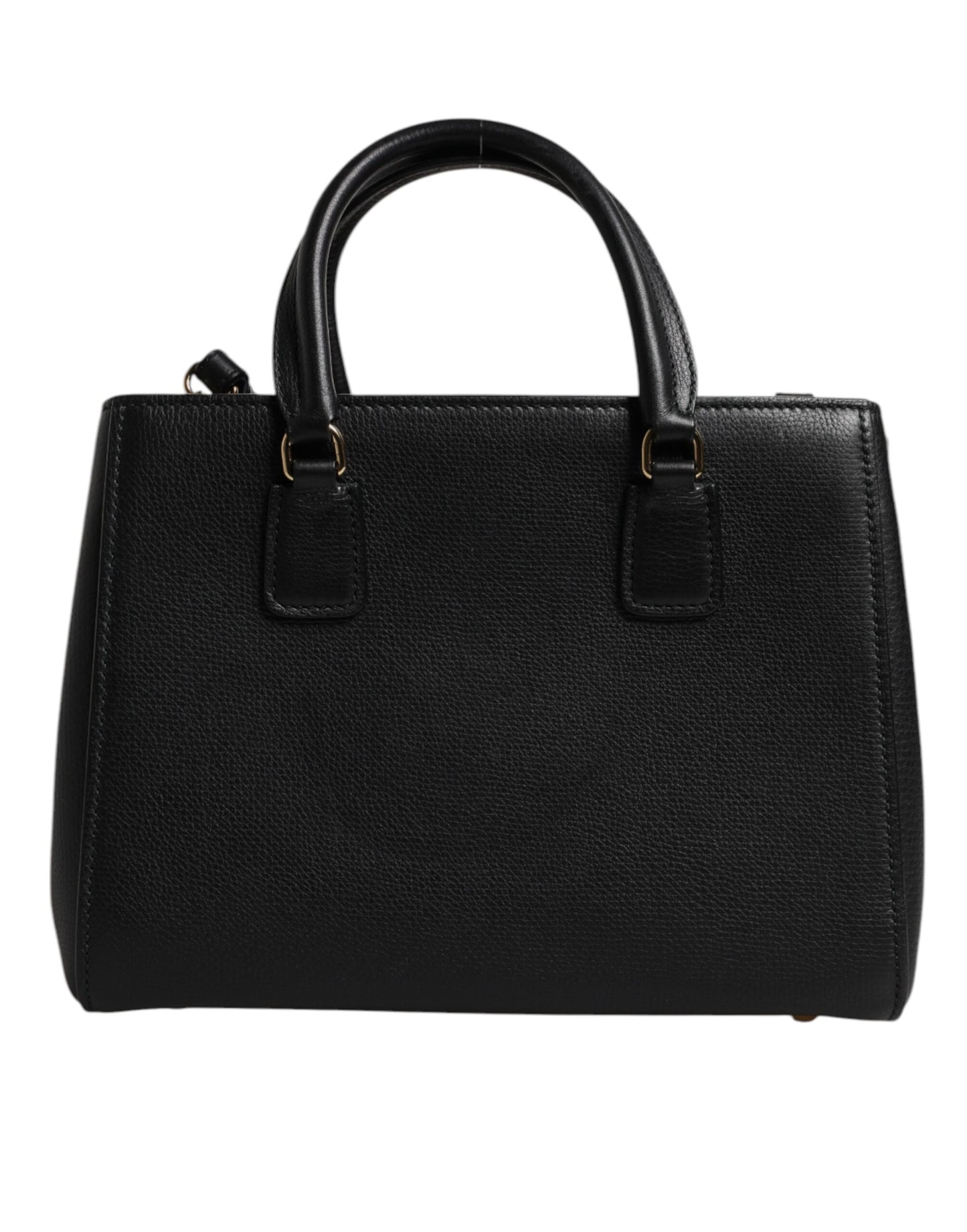 Black Calf Leather Logo Plaque Shoulder Handbag Bag