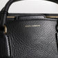 Black Calf Leather Logo Plaque Shoulder Handbag Bag