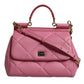 Pink Leather Sicily Logo Shoulder Satchel Bag