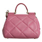 Pink Leather Sicily Logo Shoulder Satchel Bag