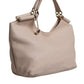 Light Pink Deer Leather Logo Plaque Tote Top Handle Bag