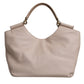 Light Pink Deer Leather Logo Plaque Tote Top Handle Bag