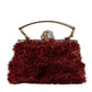Red Gold Chain VANDA Tinsel Crystals Evening Clutch Bag