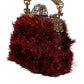 Red Gold Chain VANDA Tinsel Crystals Evening Clutch Bag