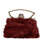 Red Gold Chain VANDA Tinsel Crystals Evening Clutch Bag