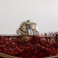 Red Gold Chain VANDA Tinsel Crystals Evening Clutch Bag